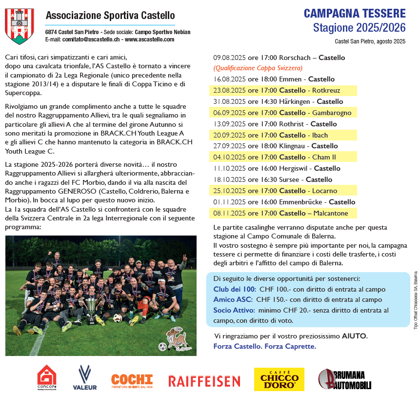Campagna Tessere Stagione 25-26